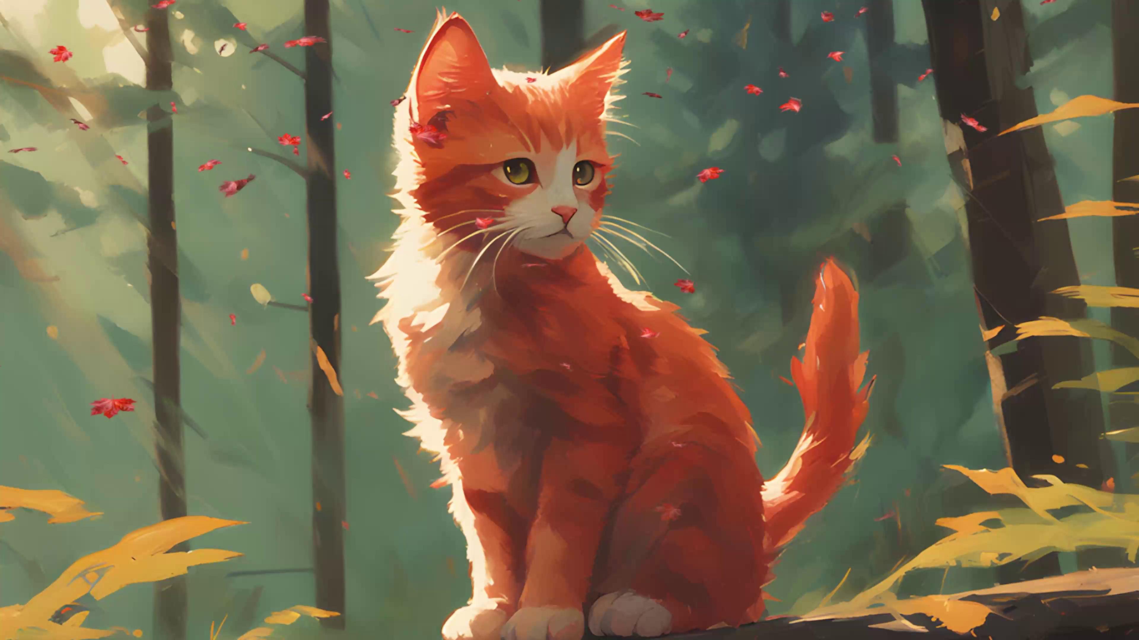 Cat in Autumn Live Wallpaper