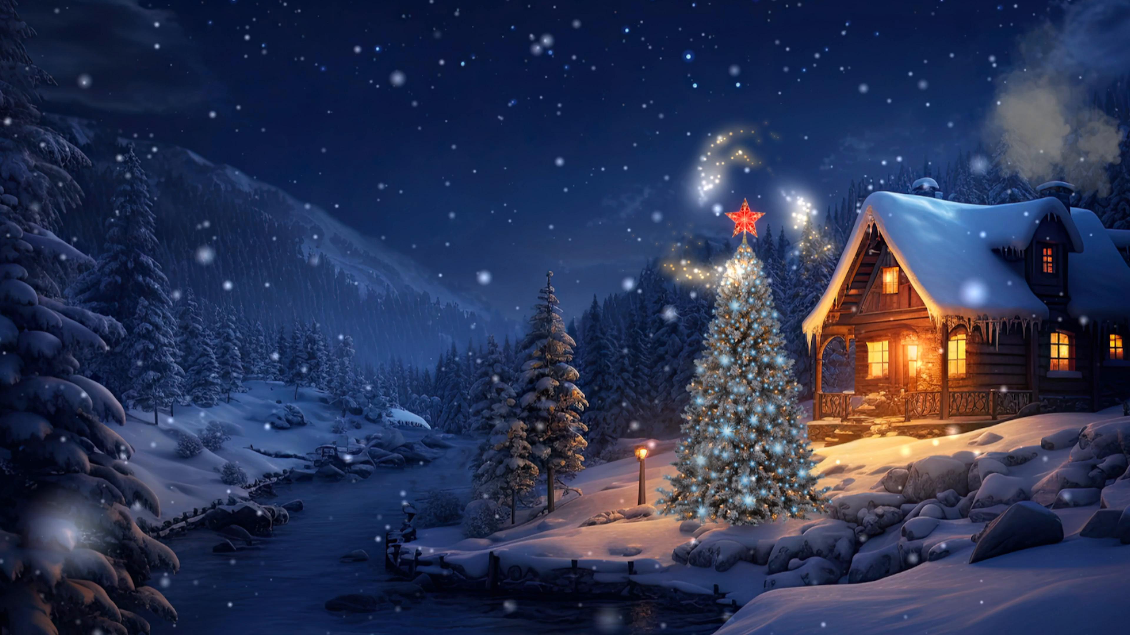 Starry Night in Christmas Live Wallpaper