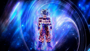 Goku in Space With Lightning Bolts Around gif preview