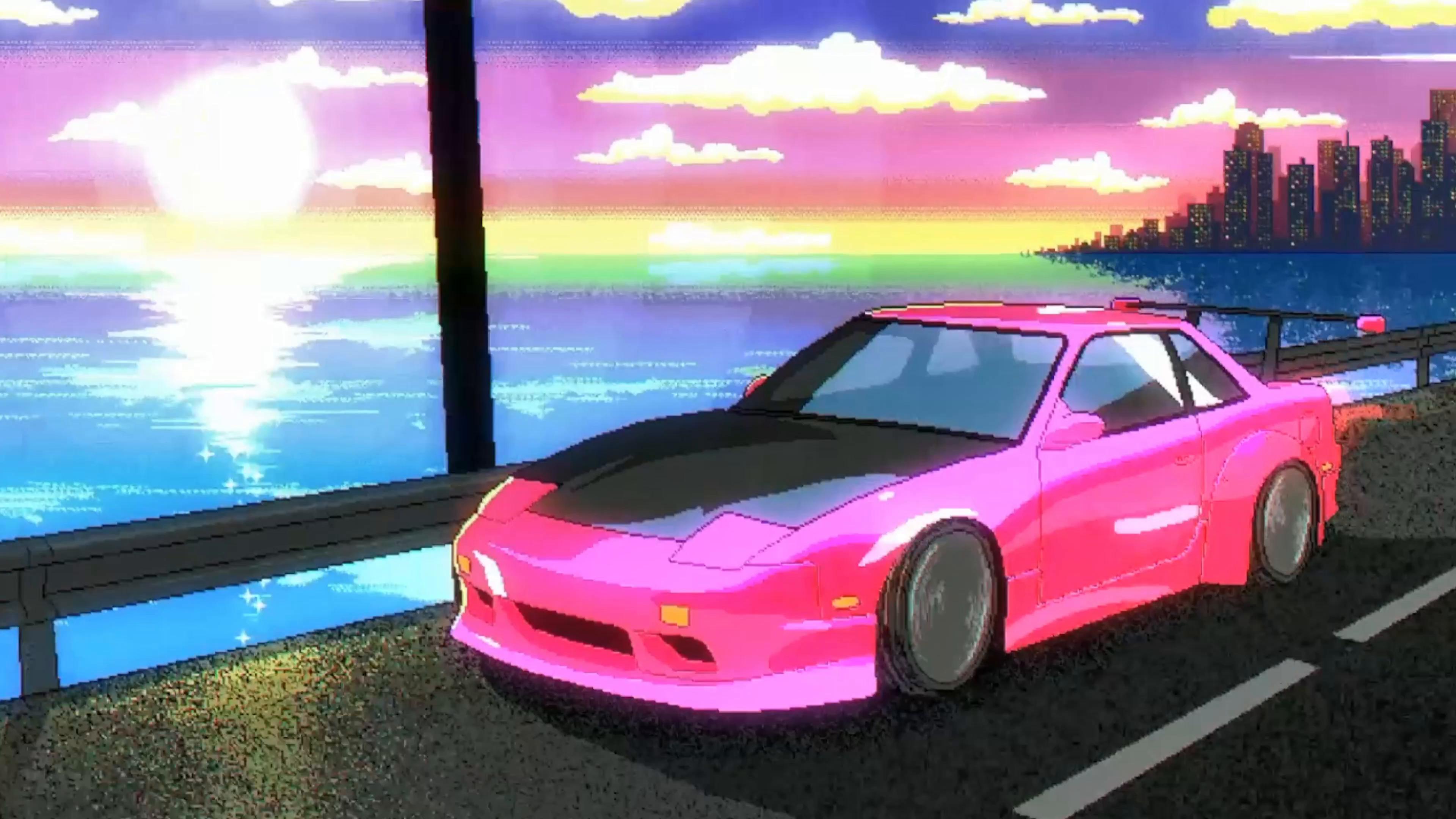 Retrowave Pink Car Live Wallpaper