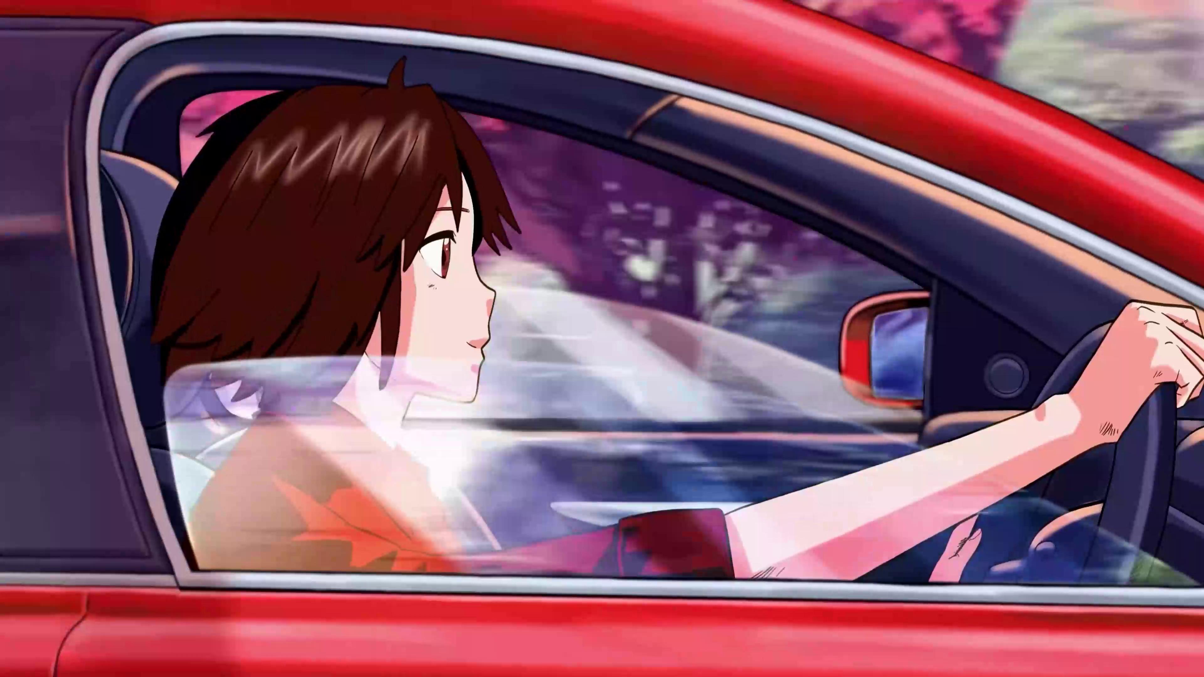 Anime Girl's Sleek Ride Live Wallpaper