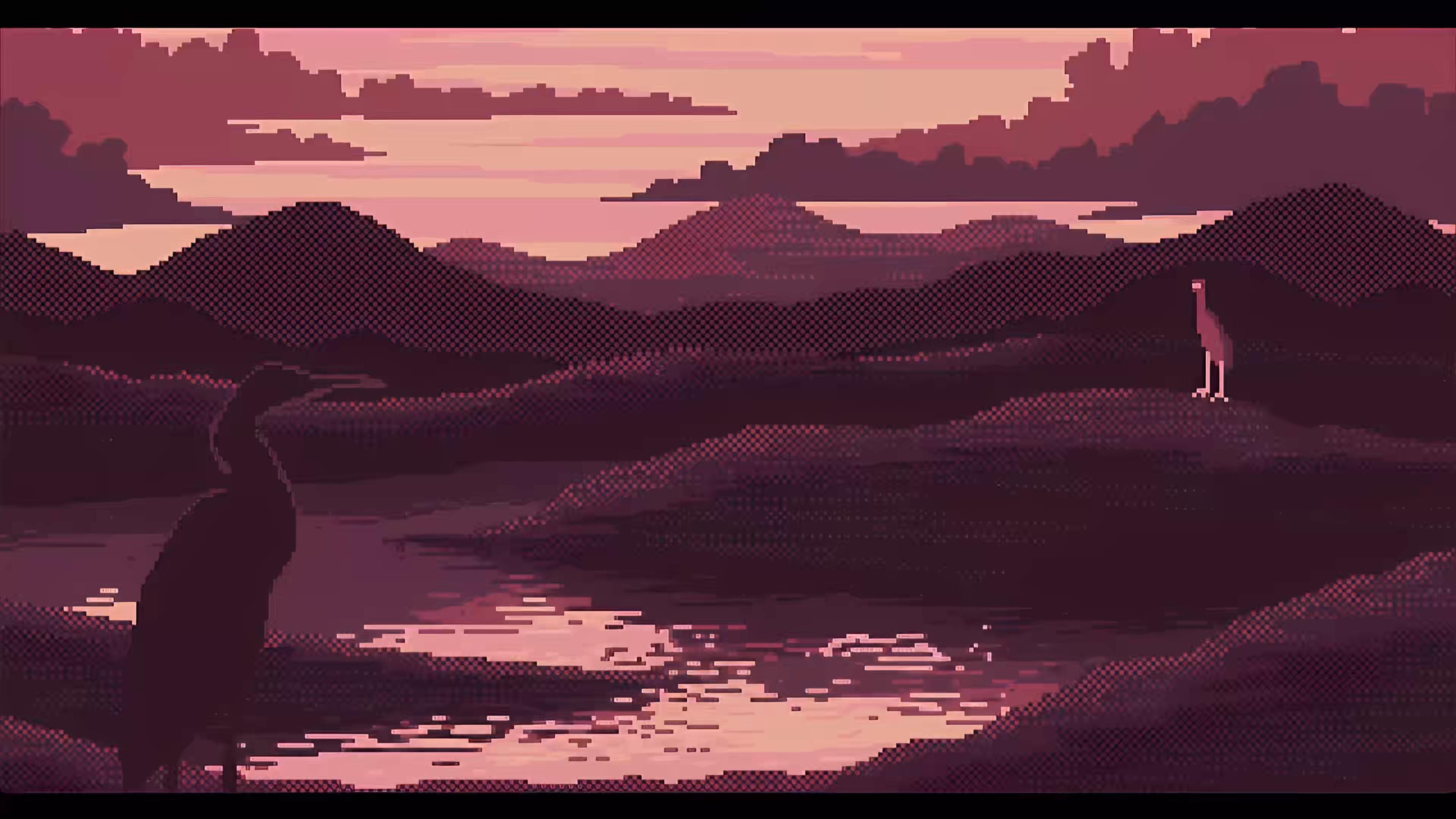 Pixel Cranes Live Wallpaper