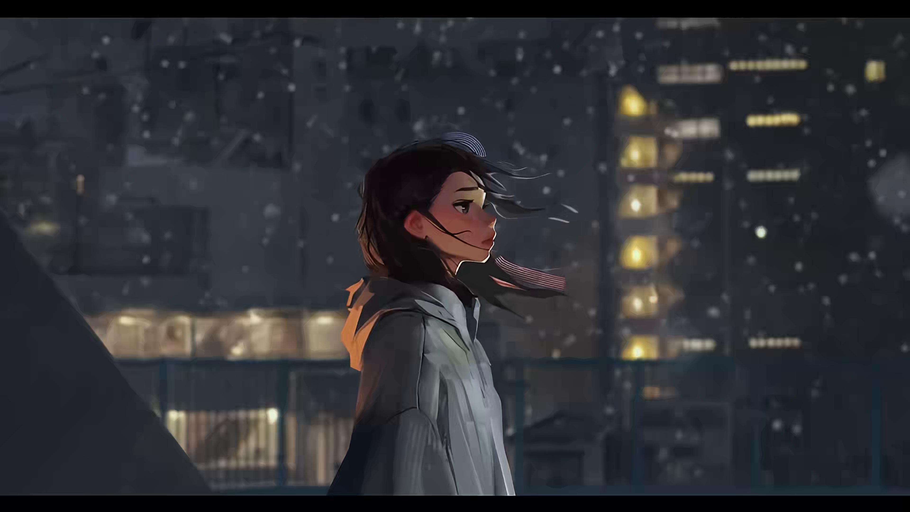 Snowfall Girl Live Wallpaper