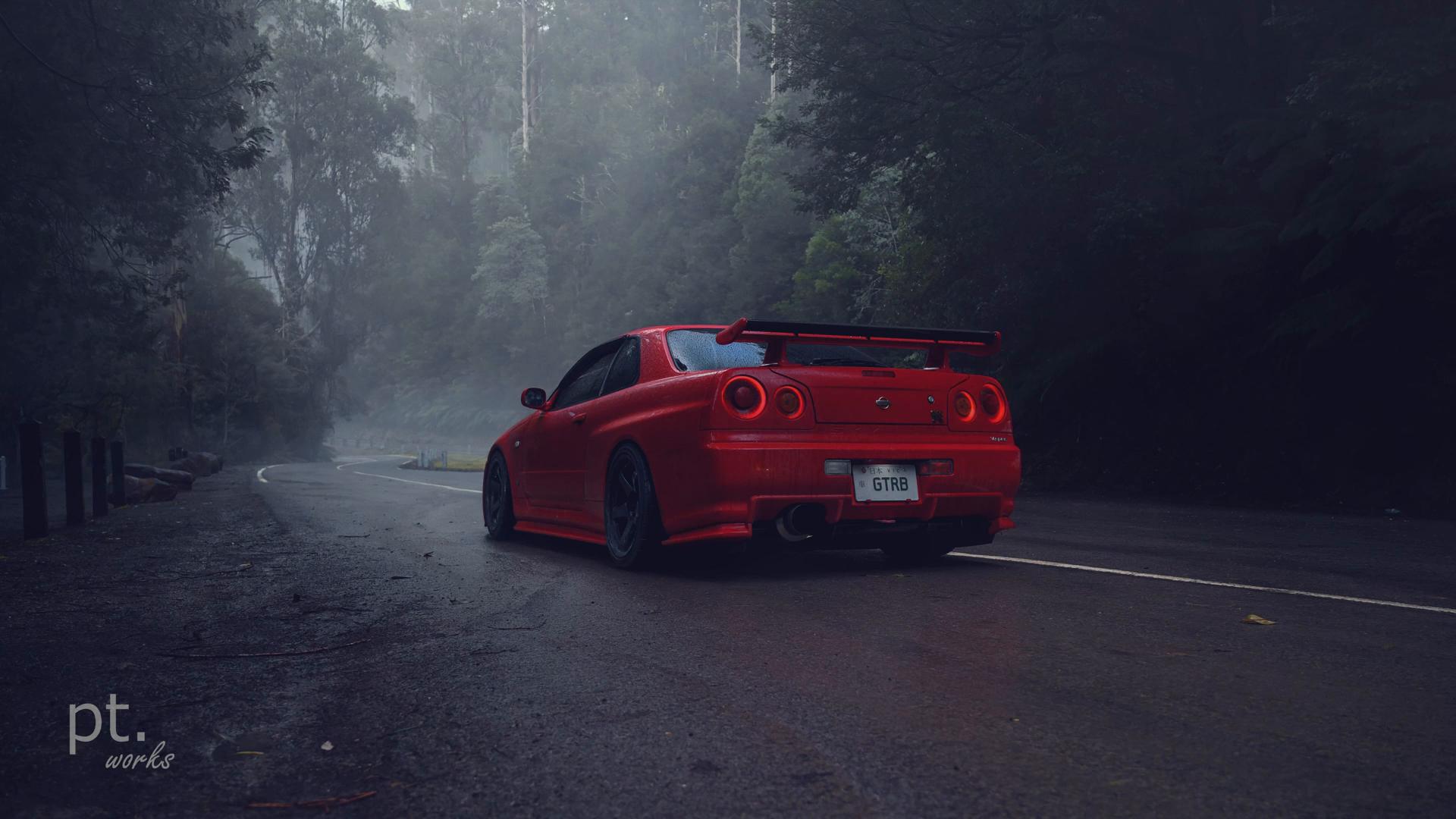 Red Nissan Parked on the Road Mobile Live Wallpaper
