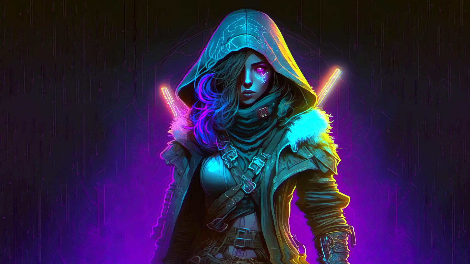 Cyberpunk Warrior Girl Live - Animated Live HD wallpaper