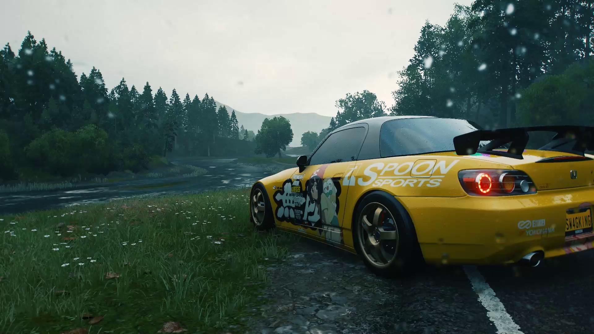 Yellow Honda In The Rain Forza Horizon 4