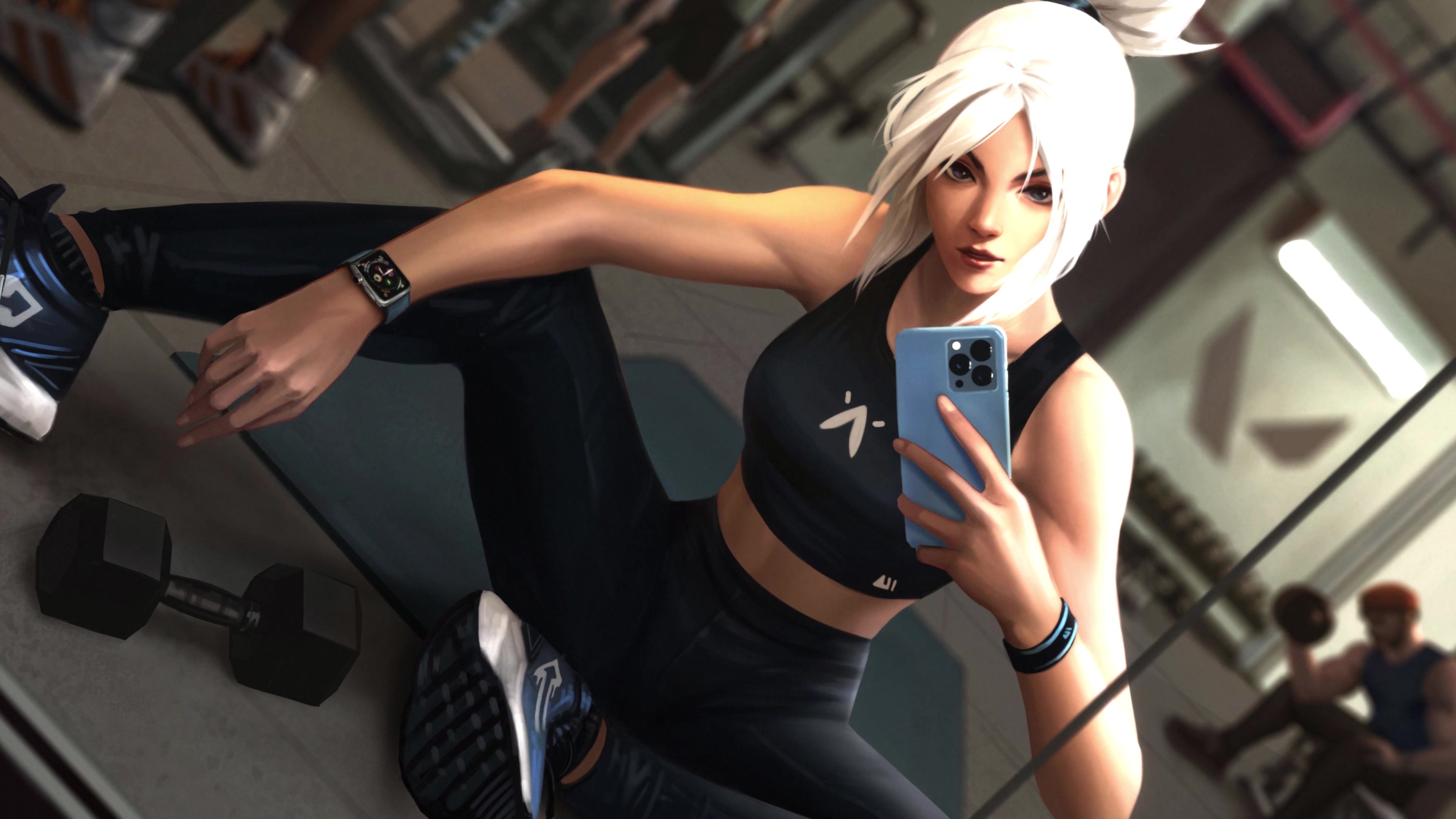 Valorant Jett in Gym Live Wallpaper