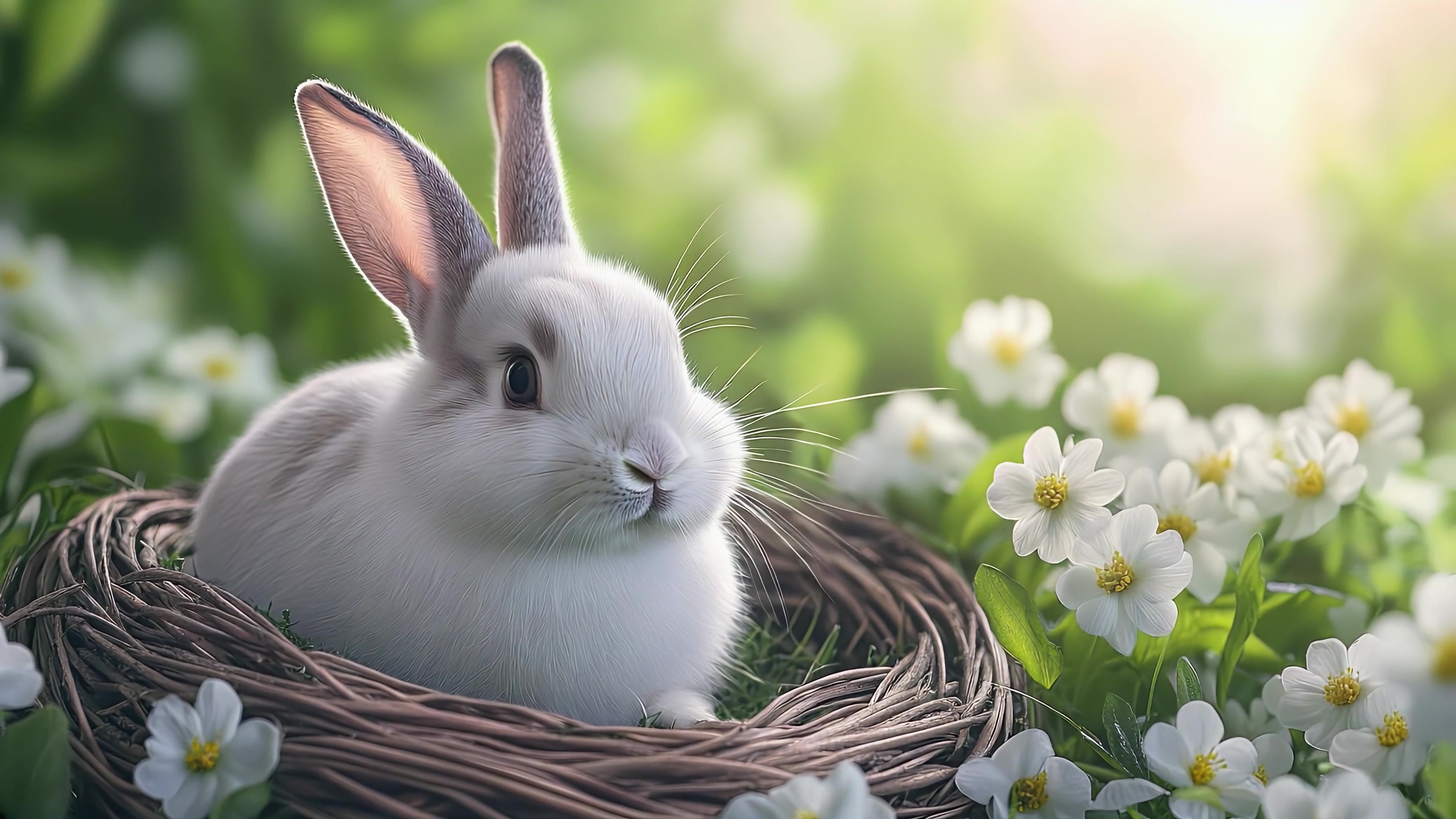 White Easter Bunny Live Wallpaper