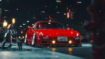 red mazda rx7 parked live wallpaper